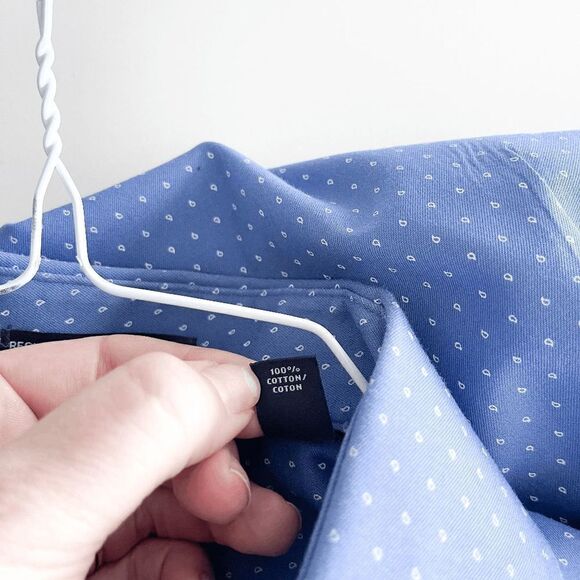 Tommy Hilfiger Mens Dress Shirt Regular Fit Button Down Long Sleeve Blue Large - Picture 5 of 8